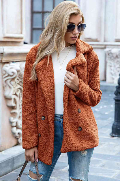 Manteau Sherpa à col à revers pleine taille