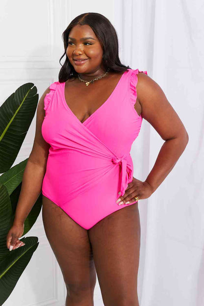 Marina West Swim - Une-pièce flottante sur volants en taille réelle - Rose