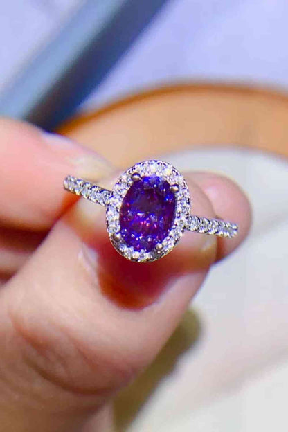 Bague moissanite violette 1 carat en argent sterling 925