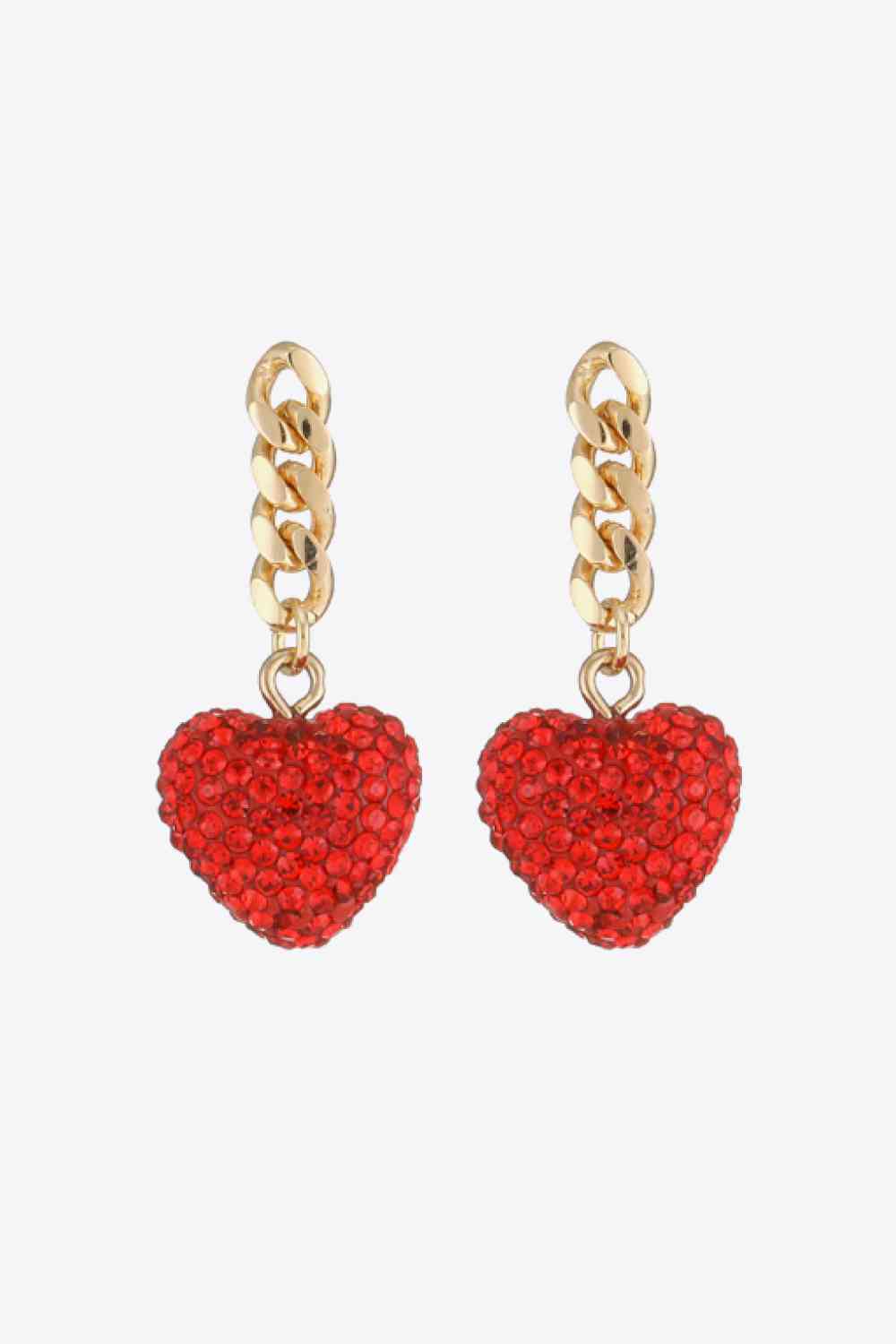 Boucles d'oreilles pendantes chaîne cœur strass