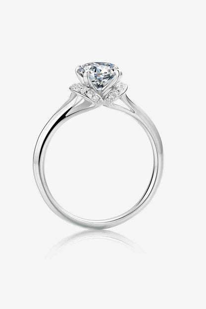 Bague à tige fendue en argent sterling 925 moissanite 1 carat