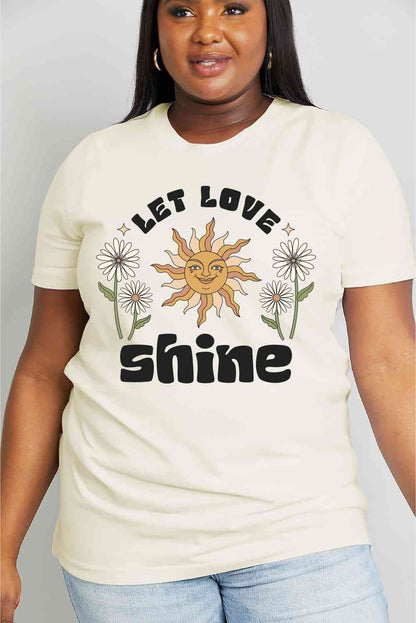 Simply Love T-shirt en coton graphique LET LOVE SHINE pleine taille