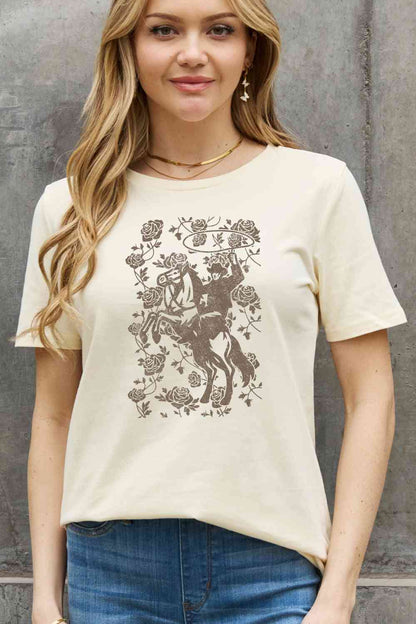 Simply Love Simply Love T-shirt en coton avec image de cowboy pleine taille