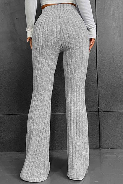 Pantalon bootcut évasé taille haute côtelé