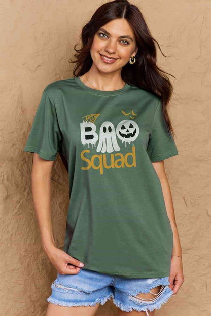 Camiseta de algodón con gráfico BOO SQUAD de talla grande de Simply Love