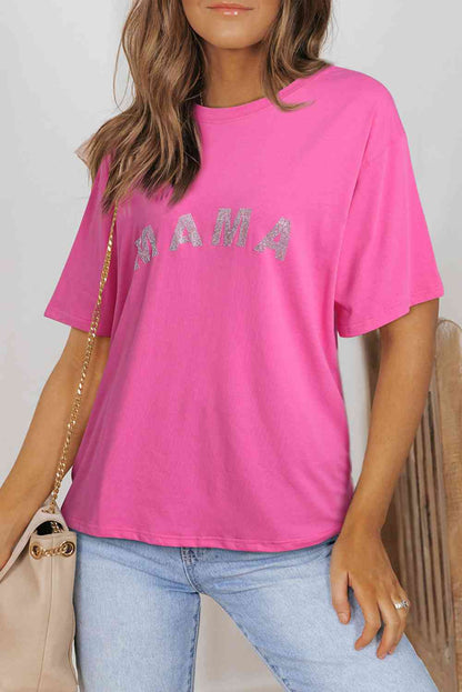 Camiseta con cuello redondo y gráfico MAMA