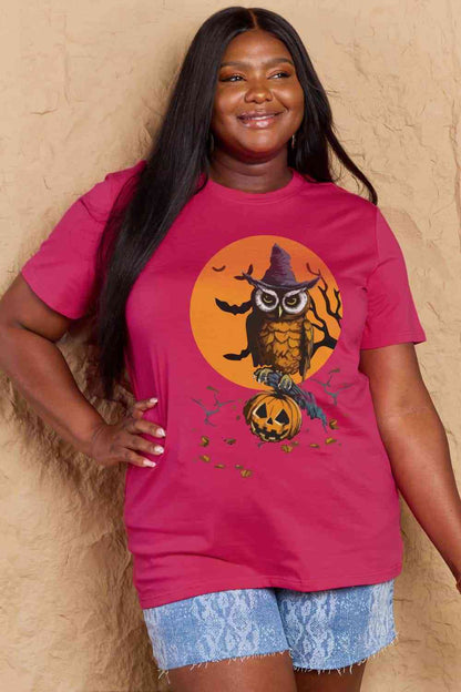 Camiseta de algodón con estampado de tema Holloween de tamaño completo de Simply Love