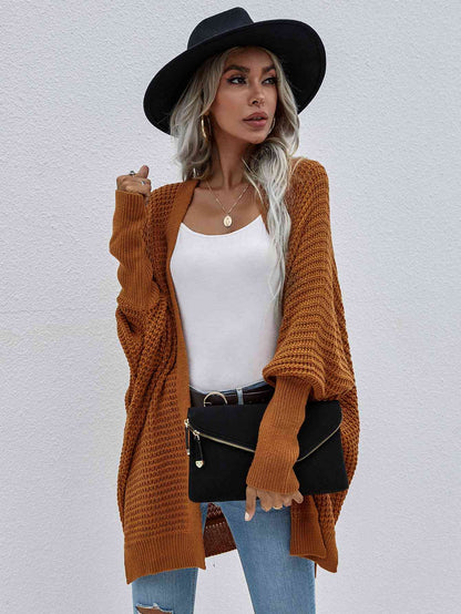 Cardigan ouvert sur le devant en tricot gaufré