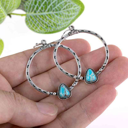 Boucles d'oreilles pendantes turquoise artificielles