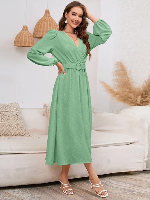 Surplice Balloon Sleeve Dress