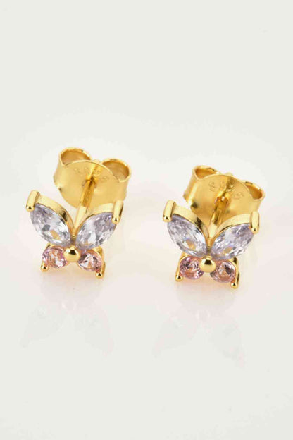 Inlaid Zircon Butterfly-Shaped Stud Earrings