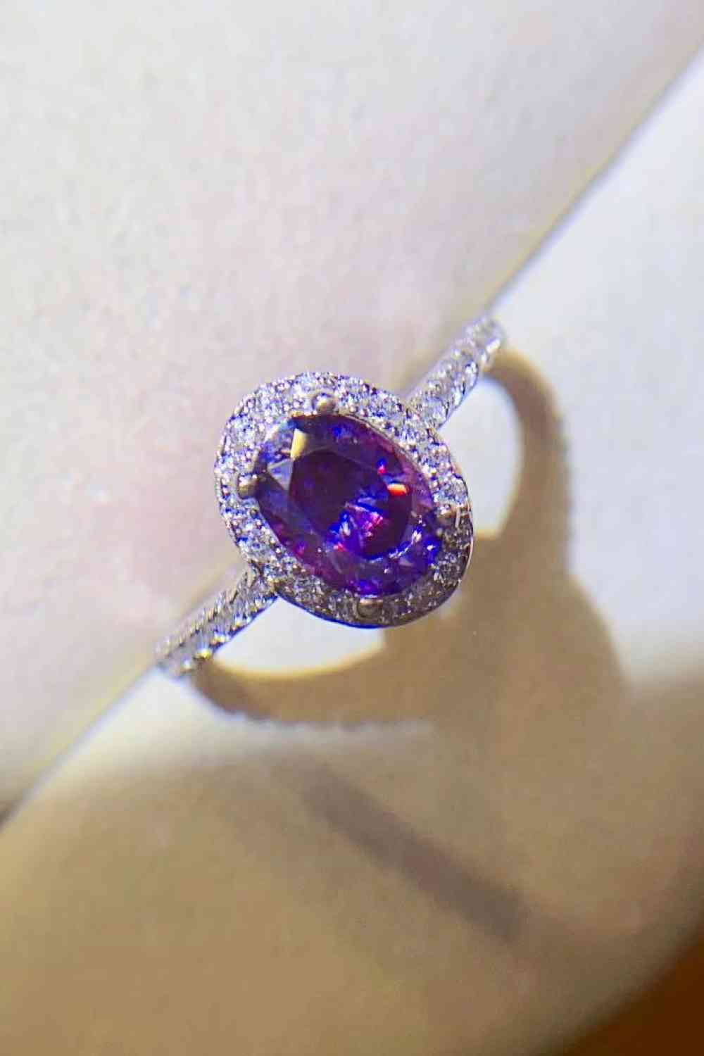 Bague moissanite violette 1 carat en argent sterling 925