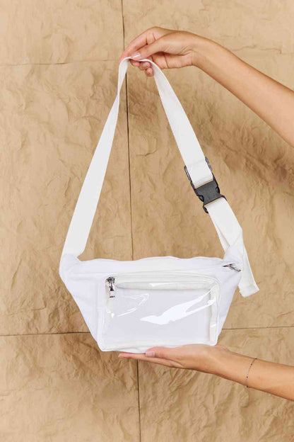 Fame Travel Buddy Sac banane transparent avec poche zippée