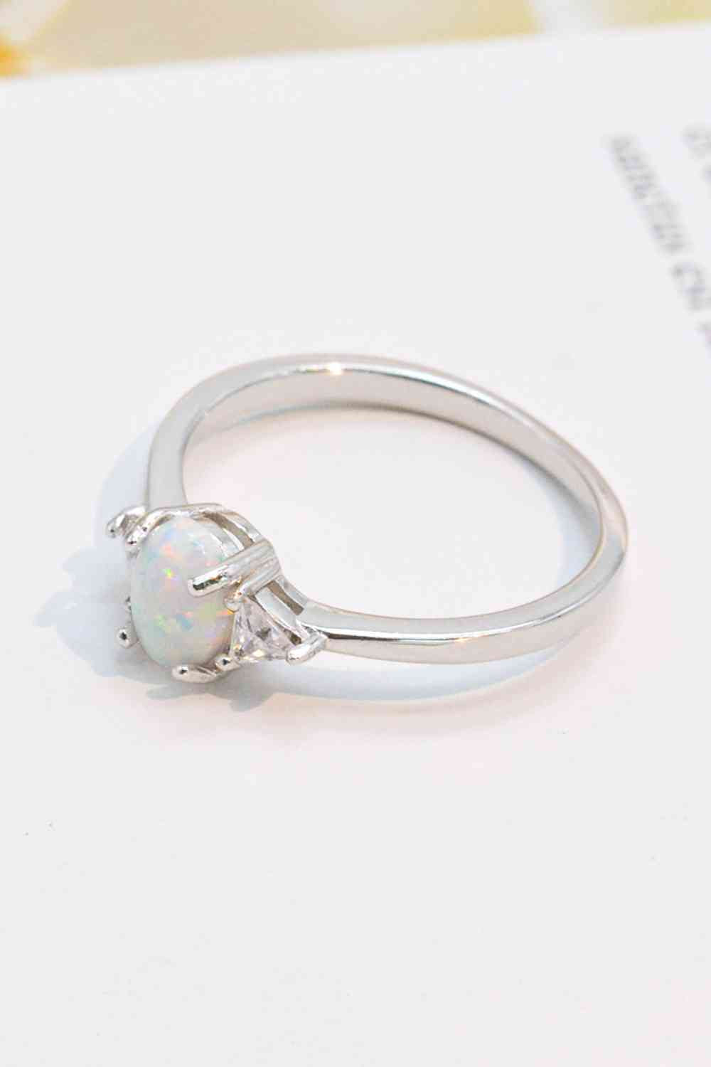 Bague opale contrastée en argent sterling 925