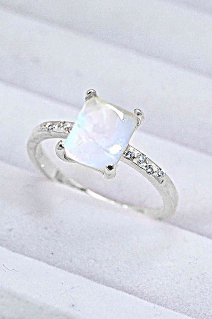 Anillo Piedra Luna Cuadrada