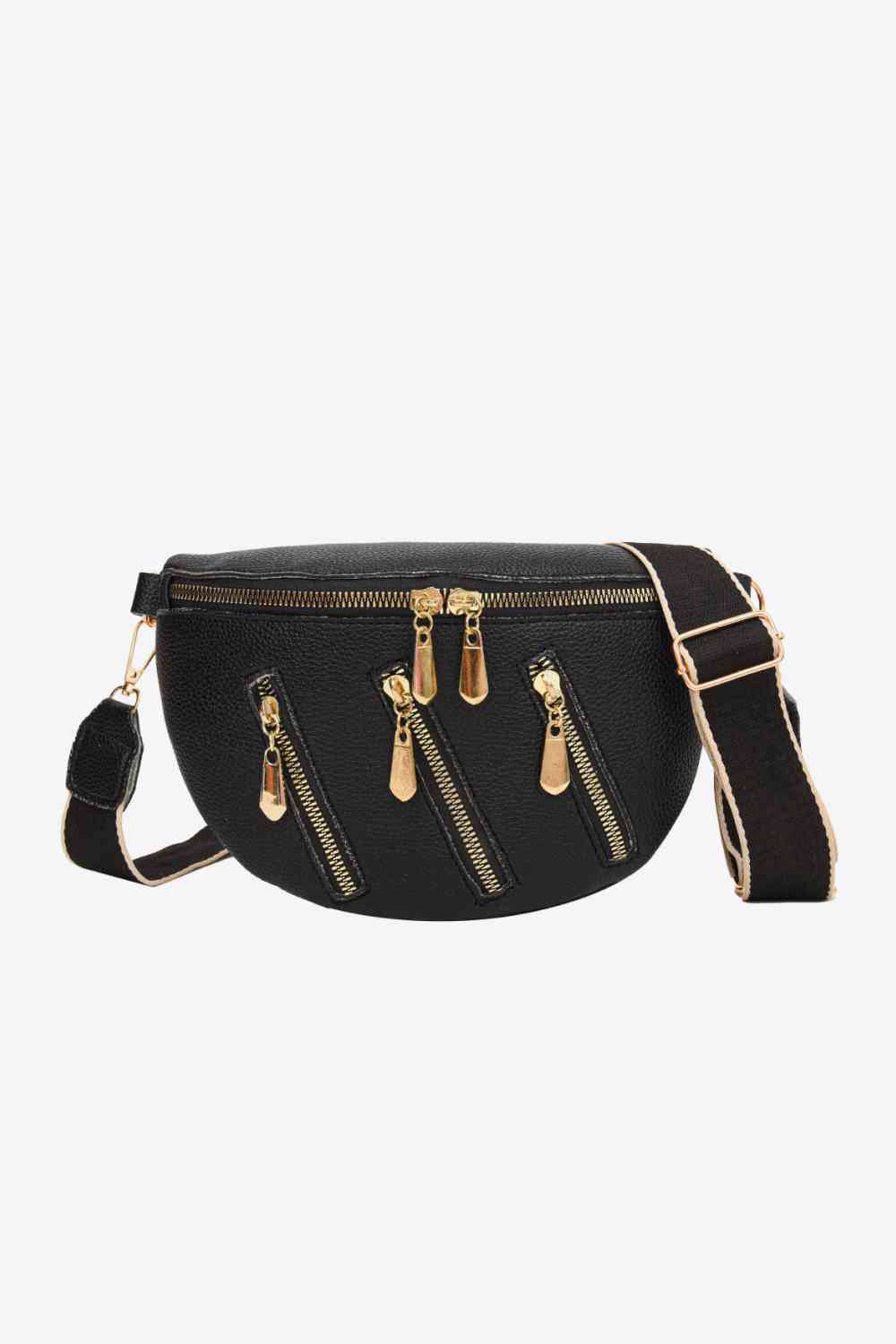 PU Leather Multi Zipper Shoulder Bag