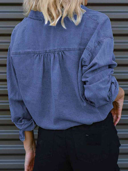 Top denim con detalle de lazo