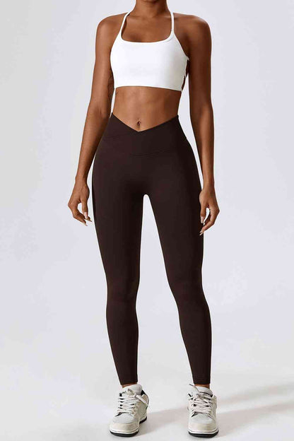 Legging de sport coupe slim à large ceinture