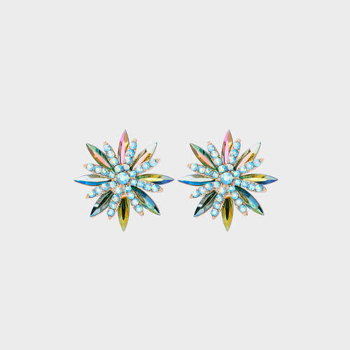 Boucles d'oreilles en alliage de strass en forme de fleur