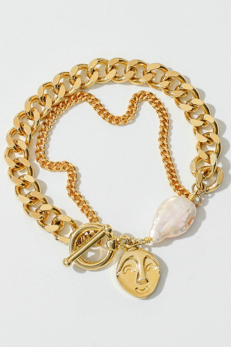 Gold Chain & Pearl Bracelet