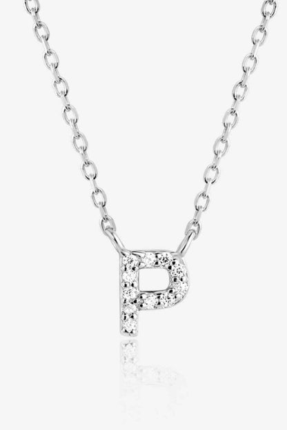 Collier en argent sterling 925 avec zircon L à P