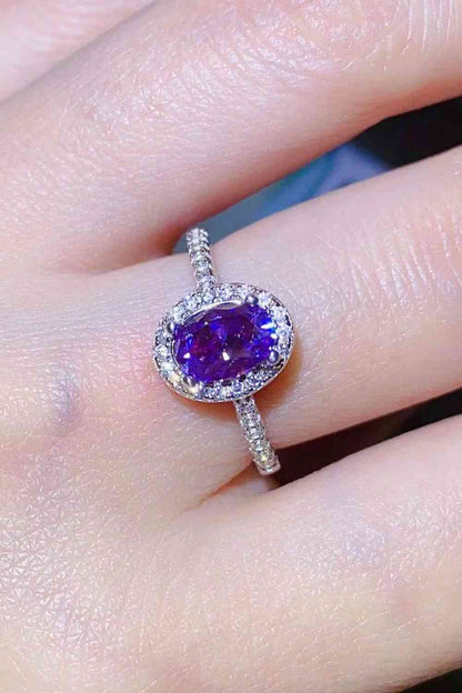 Bague moissanite violette 1 carat en argent sterling 925