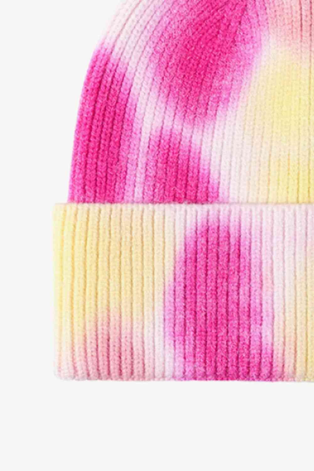 Bonnet en tricot à revers tie-dye