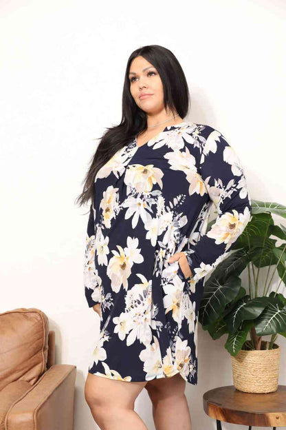 Vestido camisero con estampado de flores de tamaño completo de Sew In Love