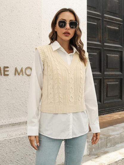 Gilet pull à col en V de style urbain