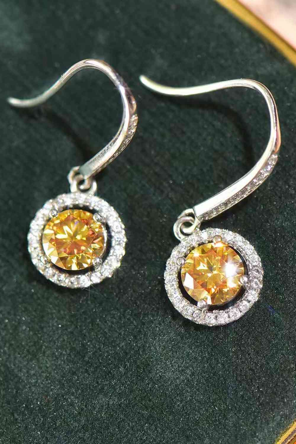 Boucles d'oreilles pendantes en moissanite 2 carats plaquées platine