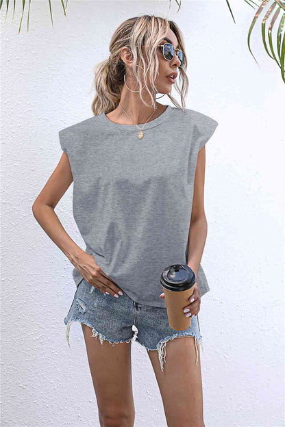 Round Neck Cap Sleeve Tee