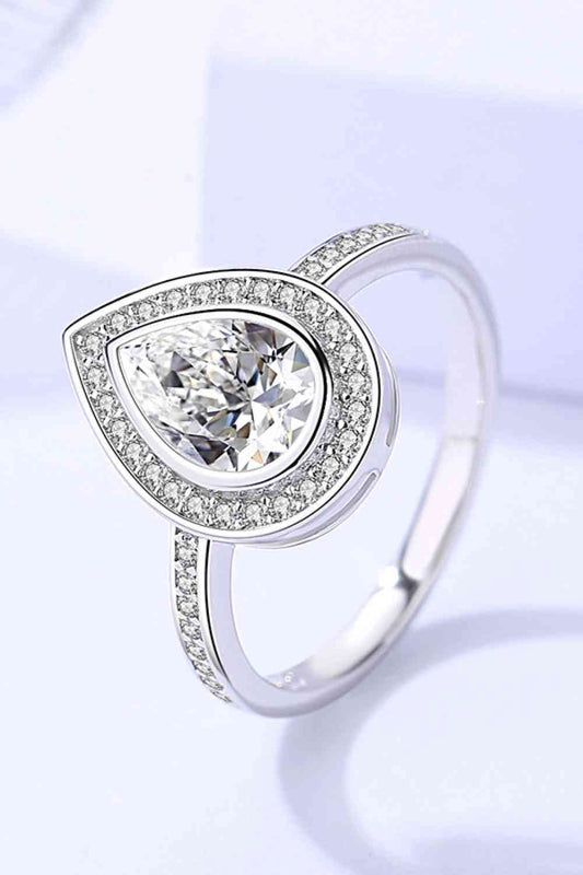 Bague moissanite en argent sterling 925 en forme de larme