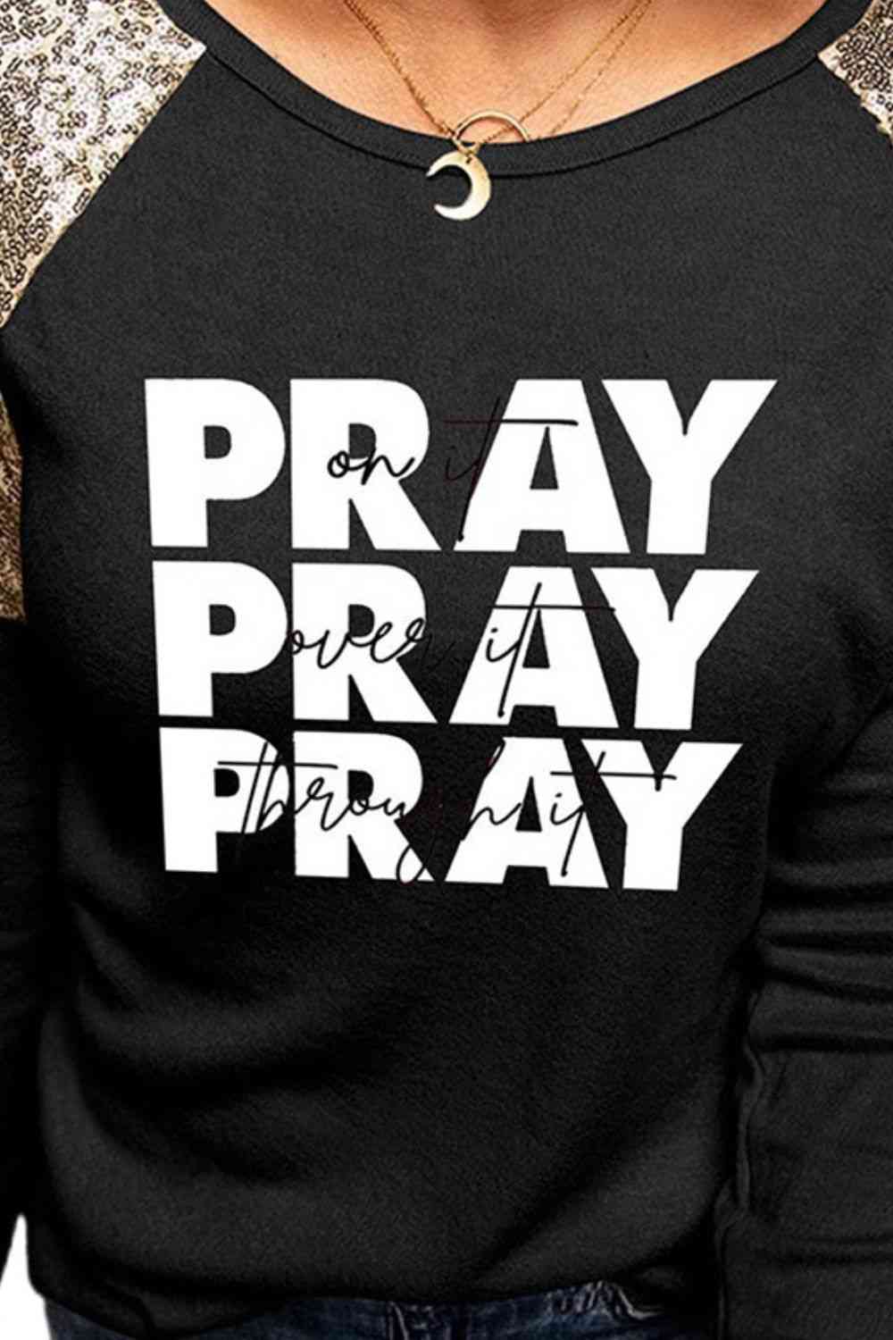 PRAY - T-shirt graphique à sequins