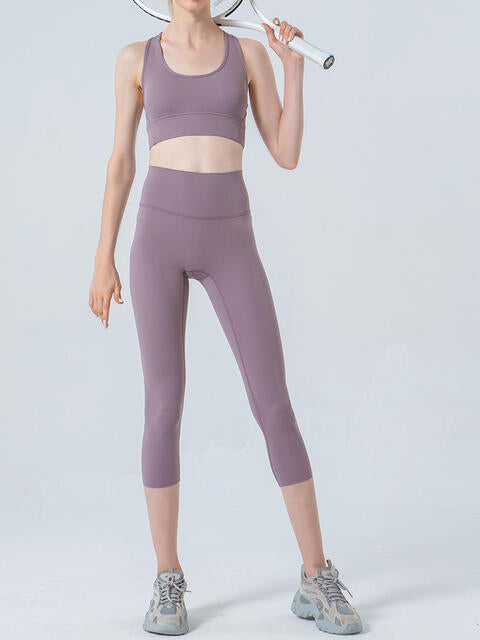 Leggings deportivos recortados con cintura ancha