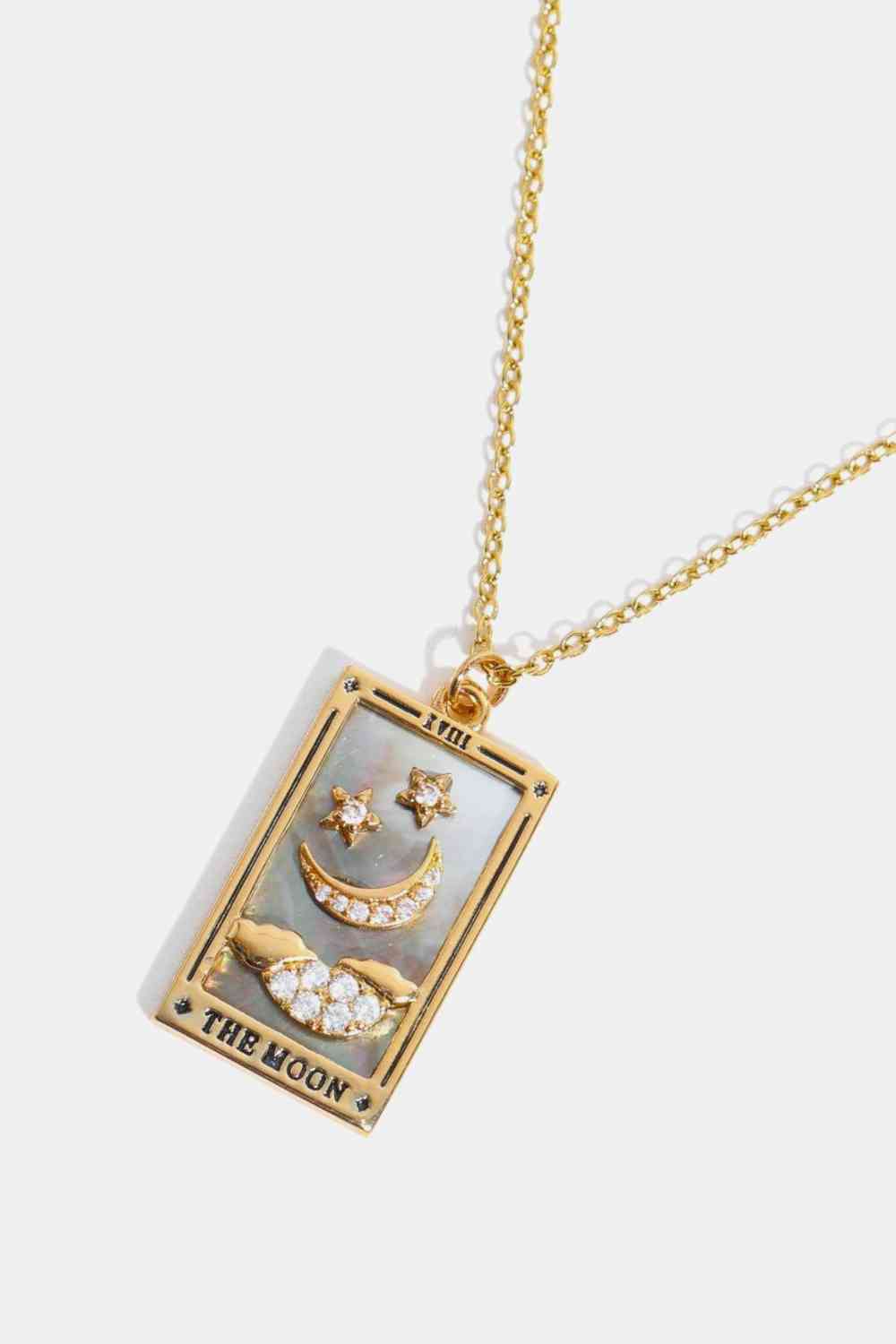 Collier en acier inoxydable avec pendentif carte de tarot