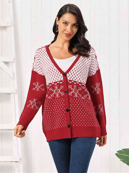 Cardigan boutonné en forme de flocon de neige