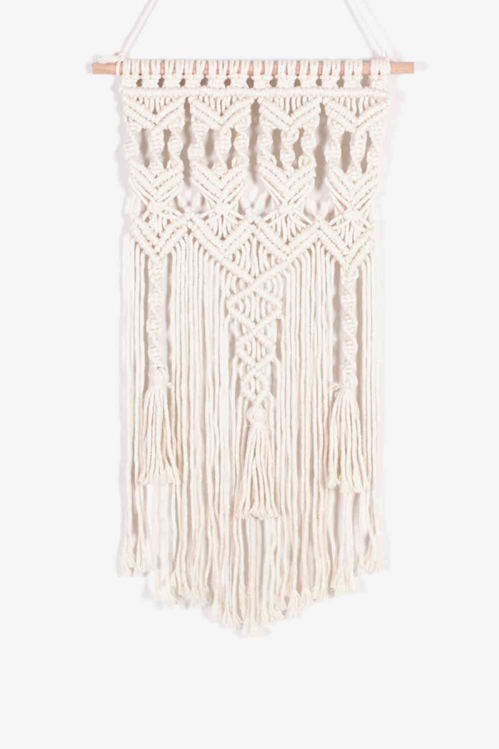 Macrame bohemio tejido a mano con flecos para colgar en la pared