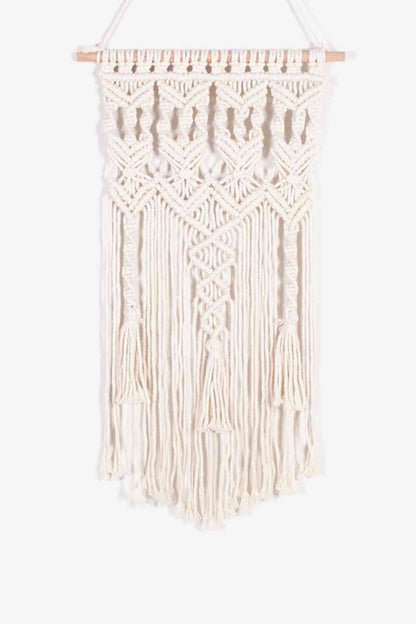 Macrame bohemio tejido a mano con flecos para colgar en la pared