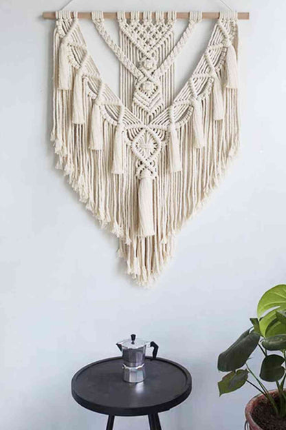 Decoración colgante de pared con flecos de macramé