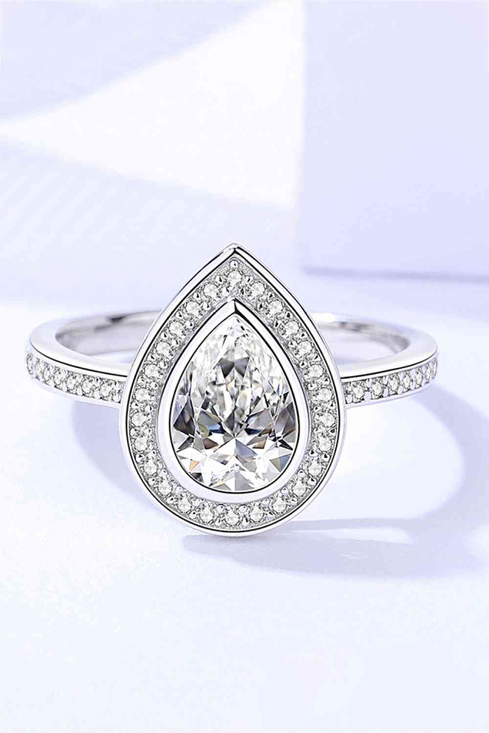 Bague moissanite en argent sterling 925 en forme de larme