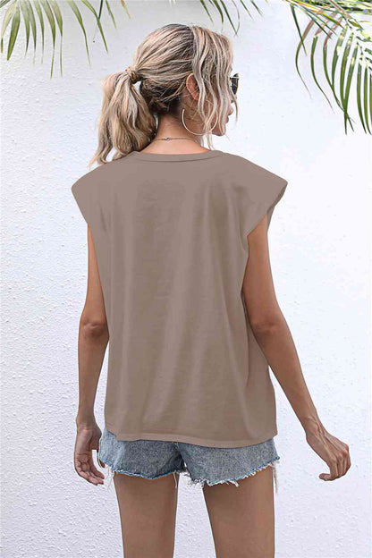 Round Neck Cap Sleeve Tee