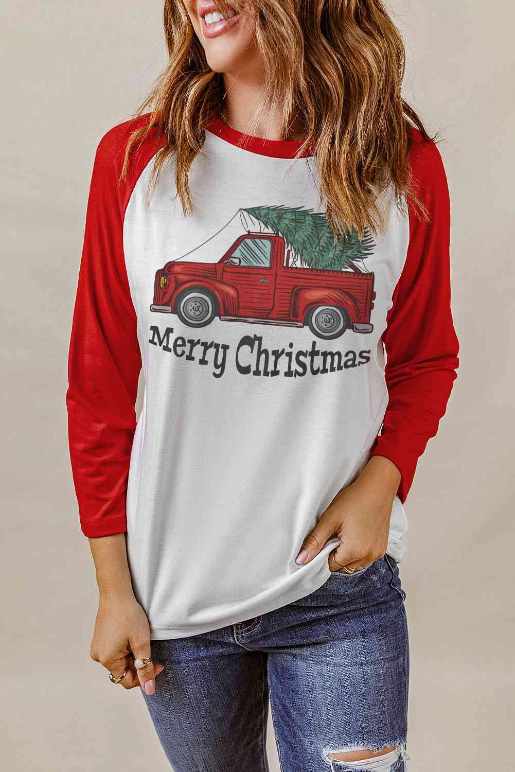 JOYEUX NOËL T-shirt graphique à manches raglan