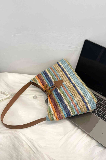 Sac bandoulière en paille multicolore adoré