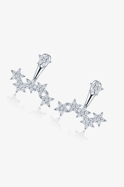 Boucle d'oreille unique en argent sterling 925 avec étoile en zircon