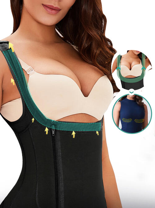 Shapewear à larges bretelles avec fermeture éclair latérale pleine taille