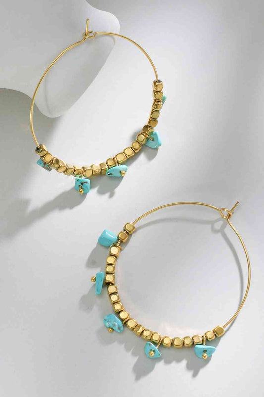 Boucles d'oreilles créoles turquoise en acier inoxydable