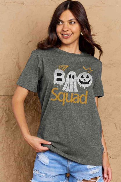 Camiseta de algodón con gráfico BOO SQUAD de talla grande de Simply Love