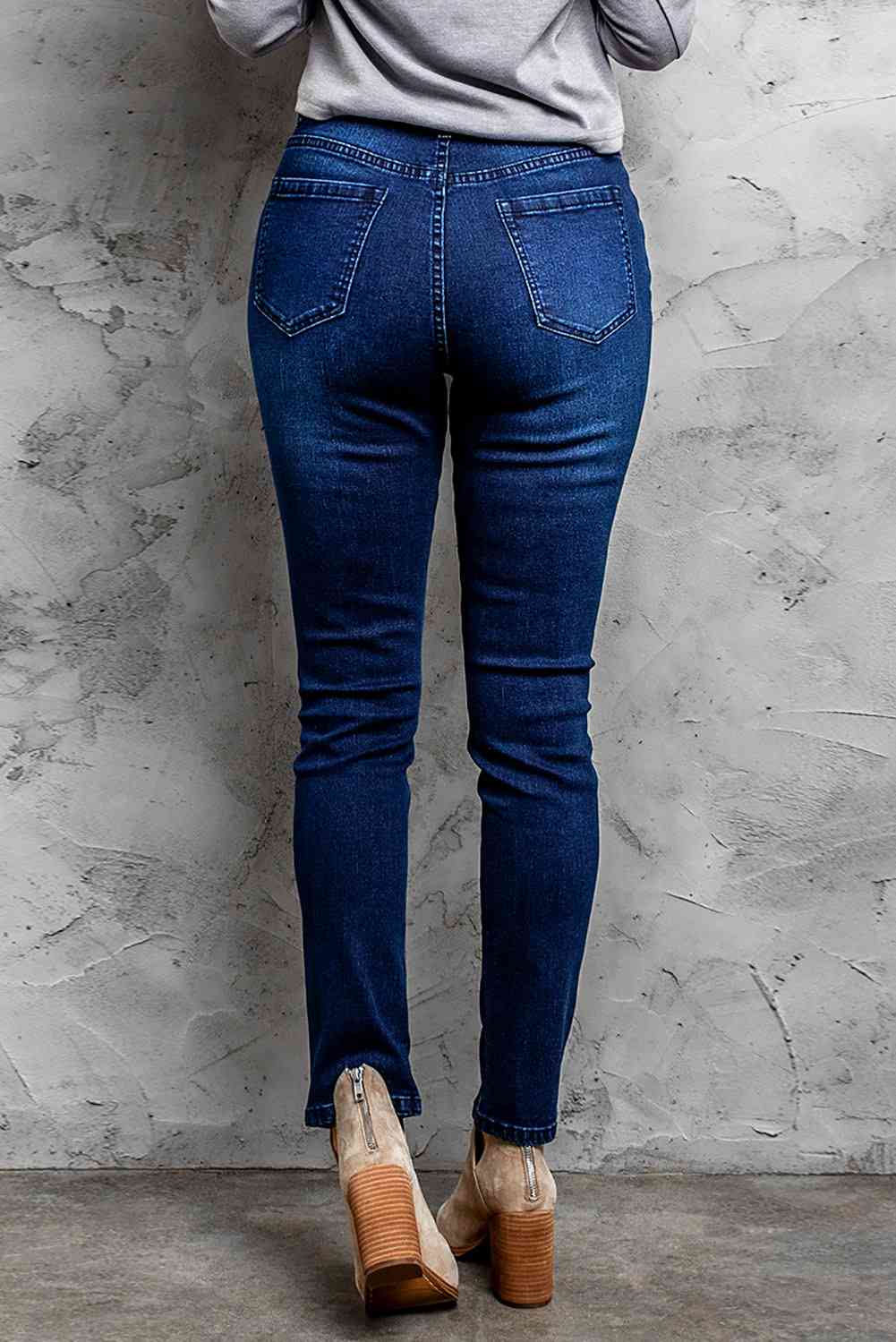 Jean skinny taille mi-haute effet vieilli Baeful