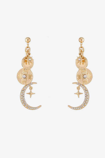 Boucles d'oreilles pendantes lune en strass