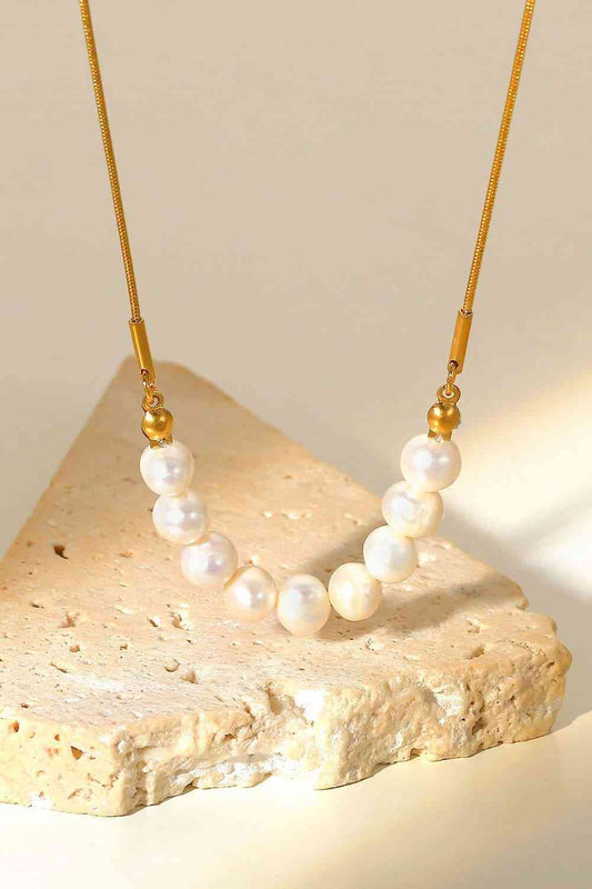 Collier de perles d'eau douce plaqué or 18 carats